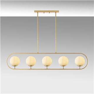 Camlı 5Li Avize Parlak Gold Jewel-10620
