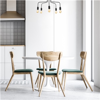 Rustik 5Li Plafönyer Pütürlü Siyah Candelabra-Nua-1182