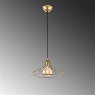 Depay Tekli Tel Sarkıt Avize Parlak Gold, Modern Dekoratif Metal Lamba DEPAY-11251