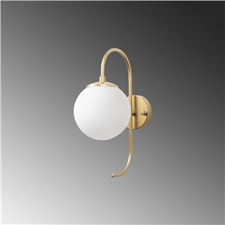Modern Gold Aplik Beyaz Cam Küre E14Duy,Dekoratif Yatak Başı Salon Antre Duvar Lambası,JEWEL-10565