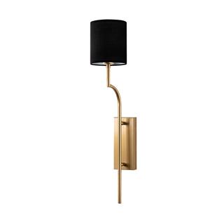 Lumora Modern Silindir Kumaş Abajur Aplik Siyah Gold Gövde, Lüks Duvar Lambası LUMORA-15336