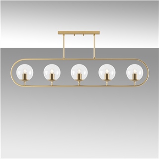 Camlı 5Li Avize Parlak Gold Jewel-10626