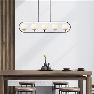 Camlı 5Li Avize Pütürlü Siyah Jewel-10610