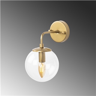 Camlı Tekli Aplik Parlak Gold Horn-12216