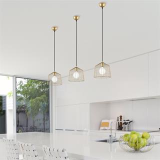 Cat Tekli Tel Sarkıt Avize Parlak Gold, Modern Dekoratif Metal Lamba CAT-12060