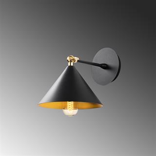 Çatı Mafsallı Hareketli Başlık Tekli Duvar Aplik Siyah,Endüstriyel Metal Duvar Lambası CATI-185BLACK