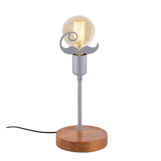 Metal Motifli Masa Lambası Natural Ahşap Silver Beamı-Mr-1018