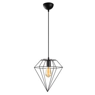 Elmas Tekli Tel Sarkıt Avize Siyah, Modern Dekoratif Metal Lamba ELMAS-6286