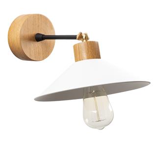 Konik Hareketli Başlık Metal Sıvama Tekli Mafsallı Natural Ahşap Aplik Beyaz KONIKSIVAMA-N-628