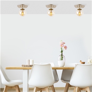 Camlı Tekli Plafönyer Parlak Gold Well-11666
