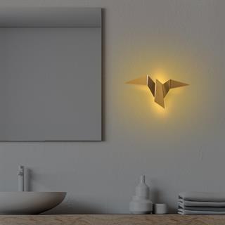 Kuş Figür Modern Ledli Aplik Parlak Gold, Ambiyans Tekli Duvar Led Aydınlatma 3000K Sarı Işık