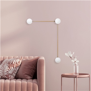 Camlı 3Lü Aplik Parlak Gold Domıno-11049
