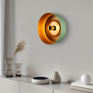 Vesta Modern Metal Sıvama Başlıklı Tekli Aplik Yeşil, Minimalist Duvar Lambası VESTA-15072