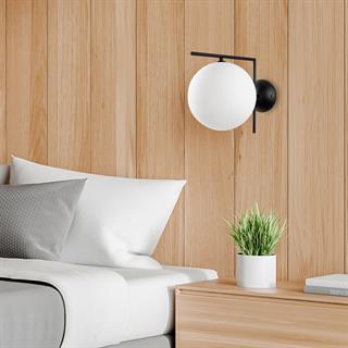 Luminar Modern Tekli Glop Cam Aplik Siyah, Dekoratif Duvar Aydınlatma LUMINAR-14155