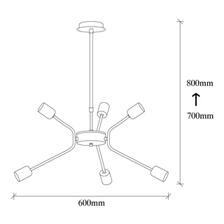 Rustik 6Lı Avize Pütürlü Siyah Ve-3841