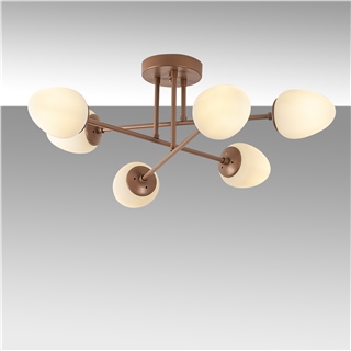 Bakır Renk 6lı Plafonyer Avize Beyaz Camlı Modern E14 Duylu,CAMFLO-10395