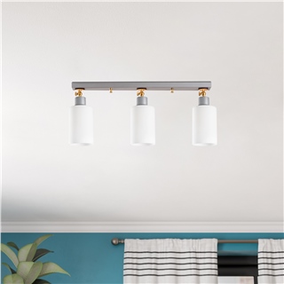 Camlı 3Lü Plafönyer Mat Gri Balcova-N-341