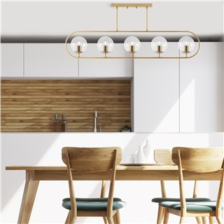 Camlı 5Li Avize Parlak Gold Jewel-10626
