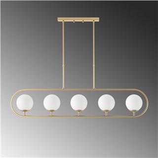 Camlı 5Li Avize Parlak Gold Jewel-10620
