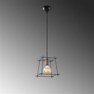 Coman Tekli Tel Sarkıt Avize Siyah, Modern Dekoratif Metal Lamba COMAN-11270