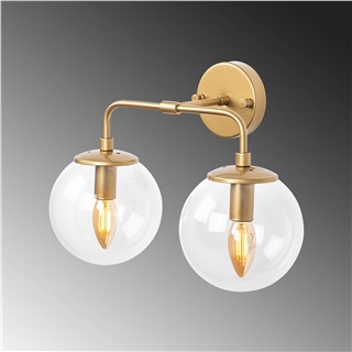 Camlı 2Li Aplik Parlak Gold Horn-12211