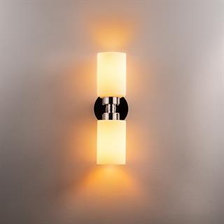 Balcova Modern İkili Cam Aplik Krom, Dekoratif Duvar Lambası BALCOVA-N-347