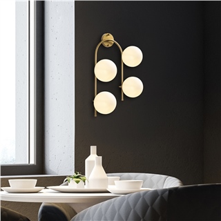 Camlı 4Lü Aplik Parlak Gold Jewel-10605
