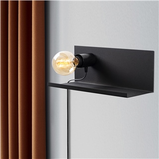 Metal Tekli Raf Aplik Pütürlü Siyah Rafaplık-40-501-Black
