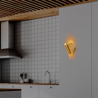 Modern Ledli Aplik Parlak Gold Ambiyans Tekli Duvar Led Aydınlatma, 3000K Sarı Işık HEYBE-13624