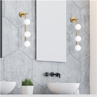 Camlı 3Lü Aplik Parlak Gold Domıno-11045