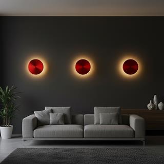 Aura Ledli Metal Sıvama Tekli Duvar Aplik Çap 20 cm,Metalik Kırmızı,Ambiyans Aydınlatma AURA-15520-L