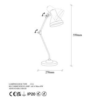 Metal Sıvama Tekli Masa Lambası Eskitme Mıxed-11505