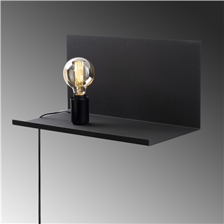 Metal Tekli Raf Aplik Pütürlü Siyah Rafaplık-50-500-Black
