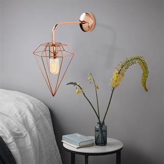Elmas Geometrik Tel Başlık Metal Tekli Aplik Bakır Kaplama,Modern Dekoratif Duvar Lambası ELMAS-6303