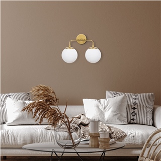 Camlı 2Li Aplik Parlak Gold Horn-12210