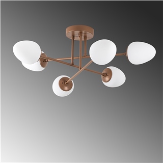 Bakır Renk 6lı Plafonyer Avize Beyaz Camlı Modern E14 Duylu,CAMFLO-10395