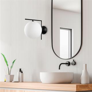 Luminar Modern Tekli Glop Cam Aplik Siyah, Dekoratif Duvar Aydınlatma LUMINAR-14155