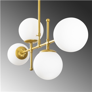 Camlı 4Lü Avize Mat Gold Mudonı-Mr-951