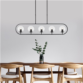 Camlı 5Li Avize Pütürlü Siyah Jewel-10615