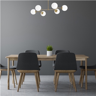 Modern 6 Kollu Ahtapot Avize Beyaz Glop Camlı Metal Yemek Masası Avizesi E27 Duylu,DAMAR-6322