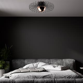 Tel Başlık Model Metal Plafönyer Avize Siyah, Dekoratif Tavan Aydınlatma KAYA-15225-L