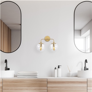 Camlı 2Li Aplik Parlak Gold Horn-12211