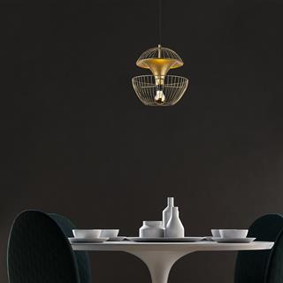 Telmander Geometrik Tel Sarkıt Avize Gold, Modern Art Deko Tasarım Tavan Aydınlatma TELMANDER-11410