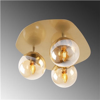 Camlı 3Lü Plafönyer Parlak Gold Well-11705