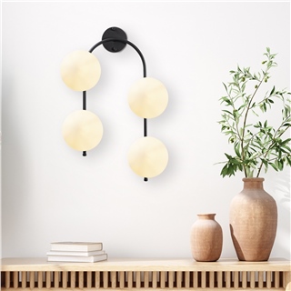 Modern Siyah 4lü Duvar Aplik Beyaz Glop Cam E14Duy Salon Antre Dekoratif Duvar Lambası,JEWEL-10595