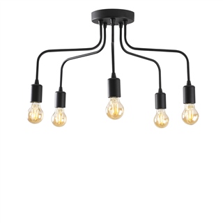Rustik 5Li Plafönyer Pütürlü Siyah Candelabra-Nua-1182