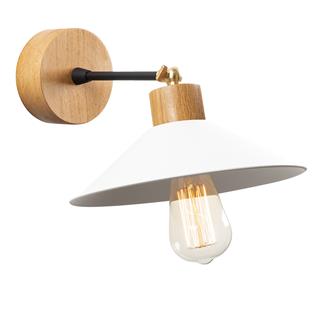 Konik Hareketli Başlık Metal Sıvama Tekli Mafsallı Natural Ahşap Aplik Beyaz KONIKSIVAMA-N-628