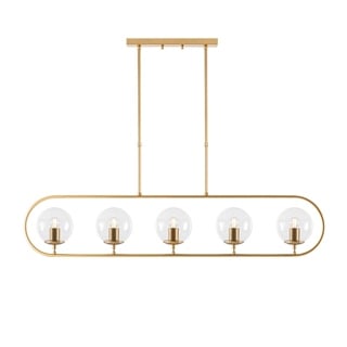 Camlı 5Li Avize Parlak Gold Jewel-10625