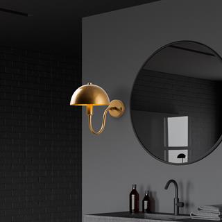 Togg Modern Metal Sıvama Başlık Tekli Duvar Aplik Parlak Gold, Retro Duvar Lambası TOGG-14828