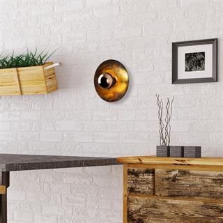 Kurt Vintage Metal Sıvama Tekli Aplik Eskitme Bakır Kaplama Çap 10cm,Rustik Duvar Lambası KURT-13350